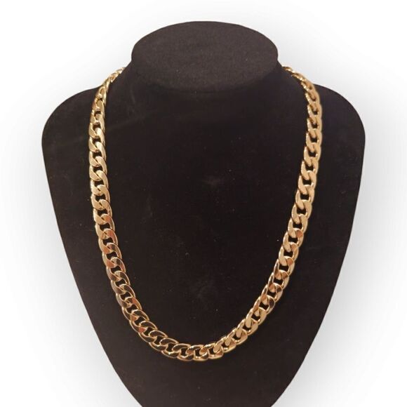 Reversible Touch of Blue Gold-tone Curb Chain Necklace - Picture 2 of 15